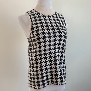 LOFT Houndstooth Tank Top - Black and Cream